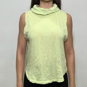 NEON YELLOW/GREEN FREE PEOPLE MOCK NECK TANK